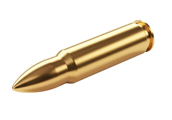 Isolated Gold-Plated Rifle Bullet, Detailed Rendering