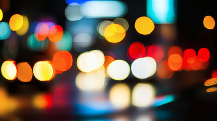 Blurred city lights create a vibrant and lively night scene