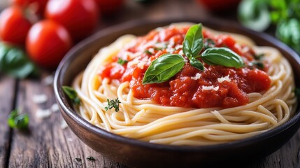 A vibrant tapestry of pasta and tomato sauce, a culinary masterpiece that embodies the essence of comfort and flavor.