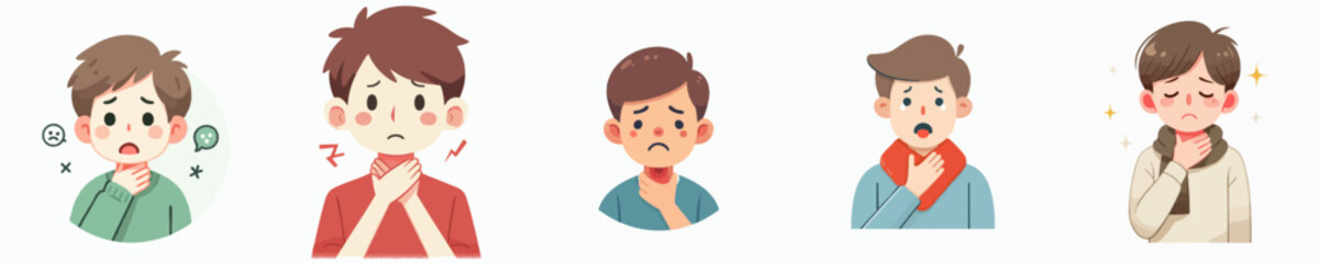 Vector of a child with a sore throat