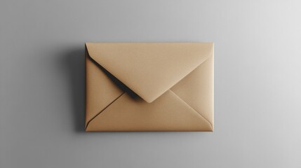 Brown Paper Envelope on Grey Background