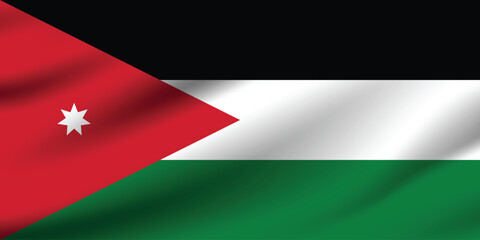 Obraz premium Jordan flag official colors and proportion digital vector illustration. Pleated flag.