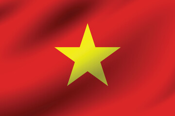 Vietnam flag official colors and proportion digital vector illustration. Pleated flag.
