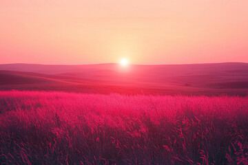 Fototapeta premium Golden hour gradient with shades of pink orange and red