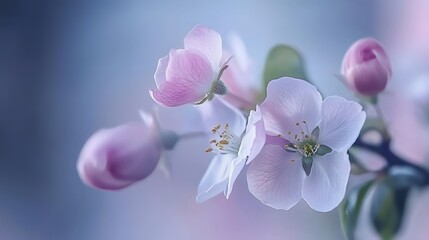 Soft Pink Apple Blossoms Spring Floral Nature Beauty bloom plant white light image macro