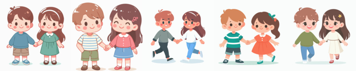 Vector of a man and woman holding hands