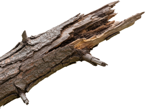 Isolated Weathered Wooden Tree Branch, Natural Texture