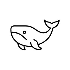 Fototapeta premium Whale icon swimming gracefully, against a simple black outline, modern design