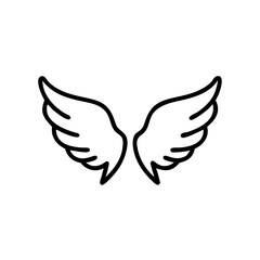 Obraz premium vulture wings icon in black outline, modern design, symbolizing freedom and flight