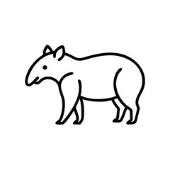 Fototapeta premium Tapir icon standing on four legs, displaying a black outline, modern design