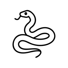 rattlesnake icon coiling with tongue out, black outline, modern design