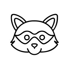 Raccoon mask icon with playful expression, black outline, modern design