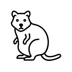  quokka icon with friendly expression, sitting on plain background, black outline, modern design