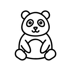 Panda icon sitting with a friendly expression, black outline, modern design