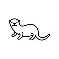 otter floating icon, black outline, modern design