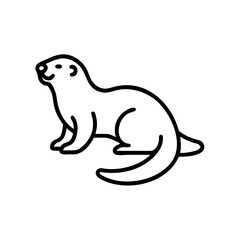 Otter icon smiling while sitting, playful and curious, black outline, modern design