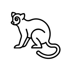 Obraz premium Sitting lemur icon with stylized features, black outline, modern design