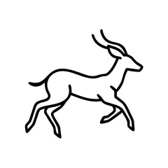 Fototapeta premium Running antelope icon in motion, black outline, modern design