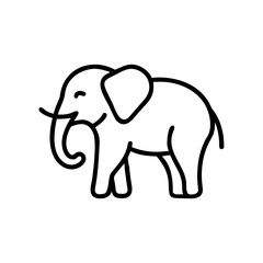Obraz premium Elephant icon smiling while standing, black outline, modern design