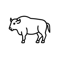 Fototapeta premium Bison icon standing confidently, represents strength and power, black outline, modern design