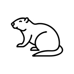 beaver icon sitting peacefully, showcasing relaxation, black outline, modern design