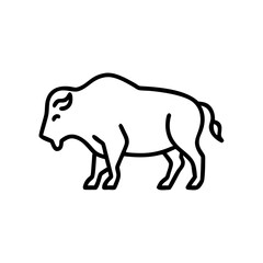 Fototapeta premium Bison icon standing majestically, depicting strength and resilience, black outline, modern design