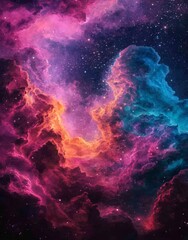 Obraz premium Nebula and stars of every color dance and swirl in the vastness of the universe