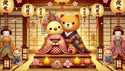 くまさんとひよこさんのひな祭り