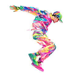 Obraz premium Street dance pose elements, graffiti, colorful, trendy, free clipping material