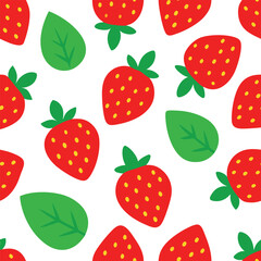 Seamless vector pattern of fresh background style strawberries