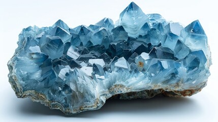 Fototapeta premium Mineral Crystal Formation on White Background with Clean Lines Isolated