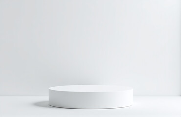 A Simple Empty Podium Or Pedestal Is Showcased Against A Plain White Background With A Sleek Box Stand Design Nearby.