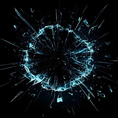 Obraz premium Shattering Burst of Radiant Crystalline Fractals on Dark Background