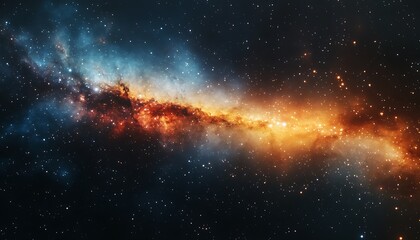 Cosmic nebula with orange and blue hues.