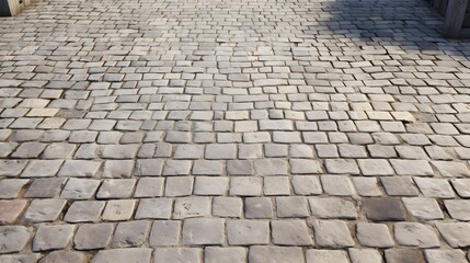 Cobblestone Street in Minimalist Flat Topdown View with Symmetrical Texture