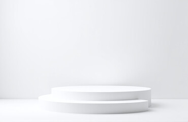 A Realistic Vector Design Featuring An Empty White Podium With An Isolated Staircase And Award Elements On A White Background.