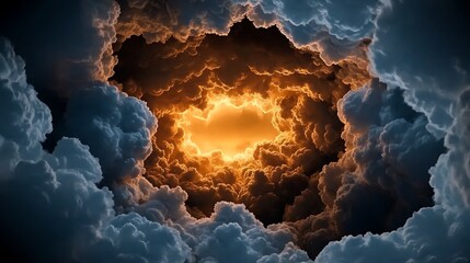 Golden Light Piercing Storm Clouds: A Digital Painting of Celestial Drama AI Generated