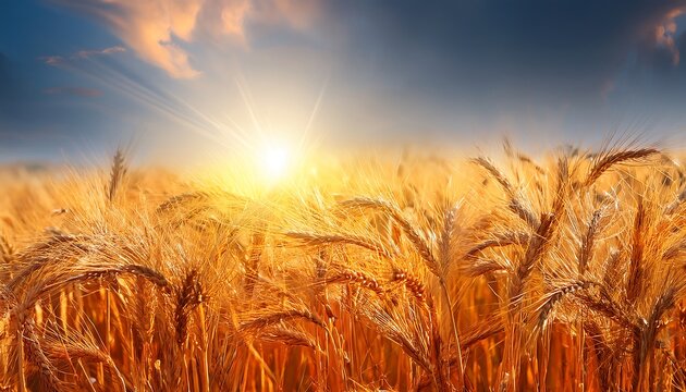 "Golden Wheat Stalks Glowing Under the Sun"