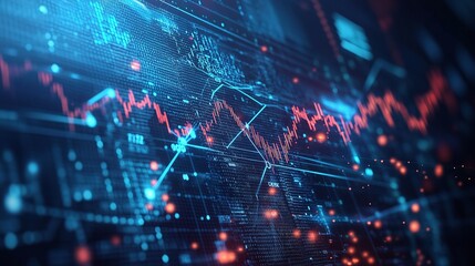 Abstract Digital Business Growth Graph with Global Data Visualization