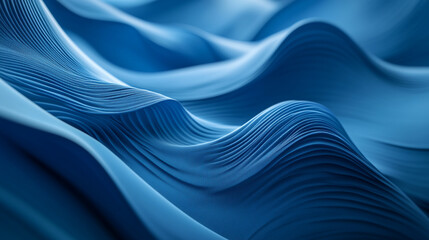 Abstract blue waves smooth elegant 3d render digital art background texture design sea silk soft