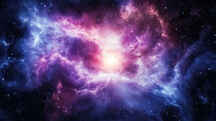 A breathtaking image of a star-filled night sky, showcasing countless twinkling stars against a deep, dark backdrop. A vibrant, bright purple star stands out, illuminating the scene.