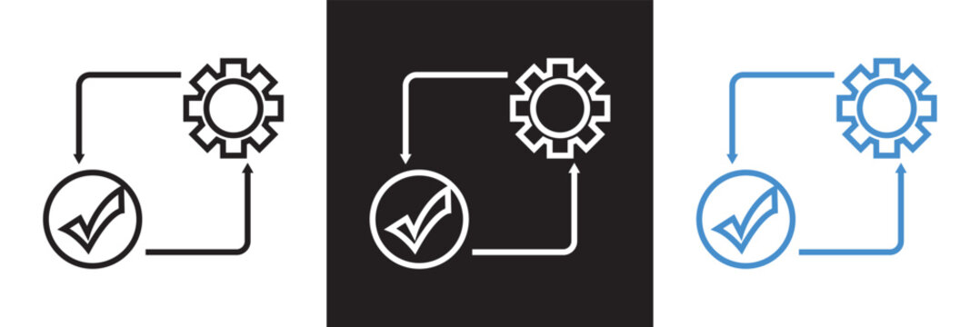 Best practices icon. Containing workflow, guidelines, performance, standards, improvement, protocols etc. Isolated on white, and black background. Vector illustration. EPS 10