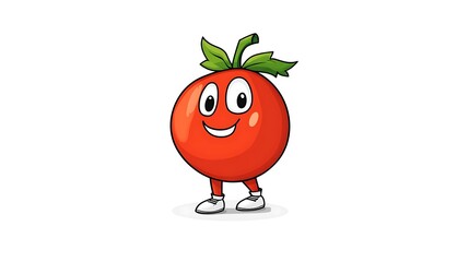 Cheerful Cartoon Tomato Illustration: A Fun, Hand-Drawn Veggie Character AI Generated