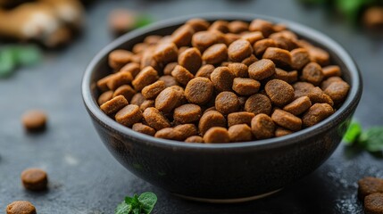 A bowl of glistening dog food, its aroma tantalizingly appealing, lay ready for a loyal canine companion to enjoy its daily meal.