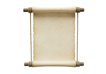 Isolated Blank Vintage Paper Scroll with Ropes