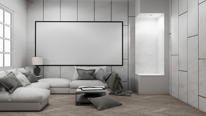 sofa armchair minimalist design muji style.3D rendering