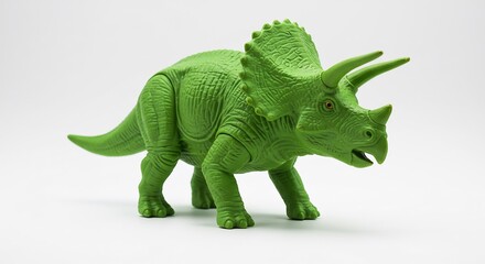 Green plastic Triceratops toy stands proudly bright studio lighting. AI Generated