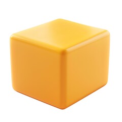 Fototapeta premium A vibrant yellow cube on a clean white background, showcasing its glossy finish and geometric shape.