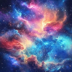 Fototapeta premium A colorful and radiant representation of a starry nebula in space