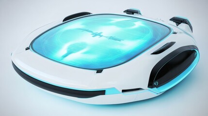 Futuristic Capsule with Ethereal Blue Light Display for Technology Concepts